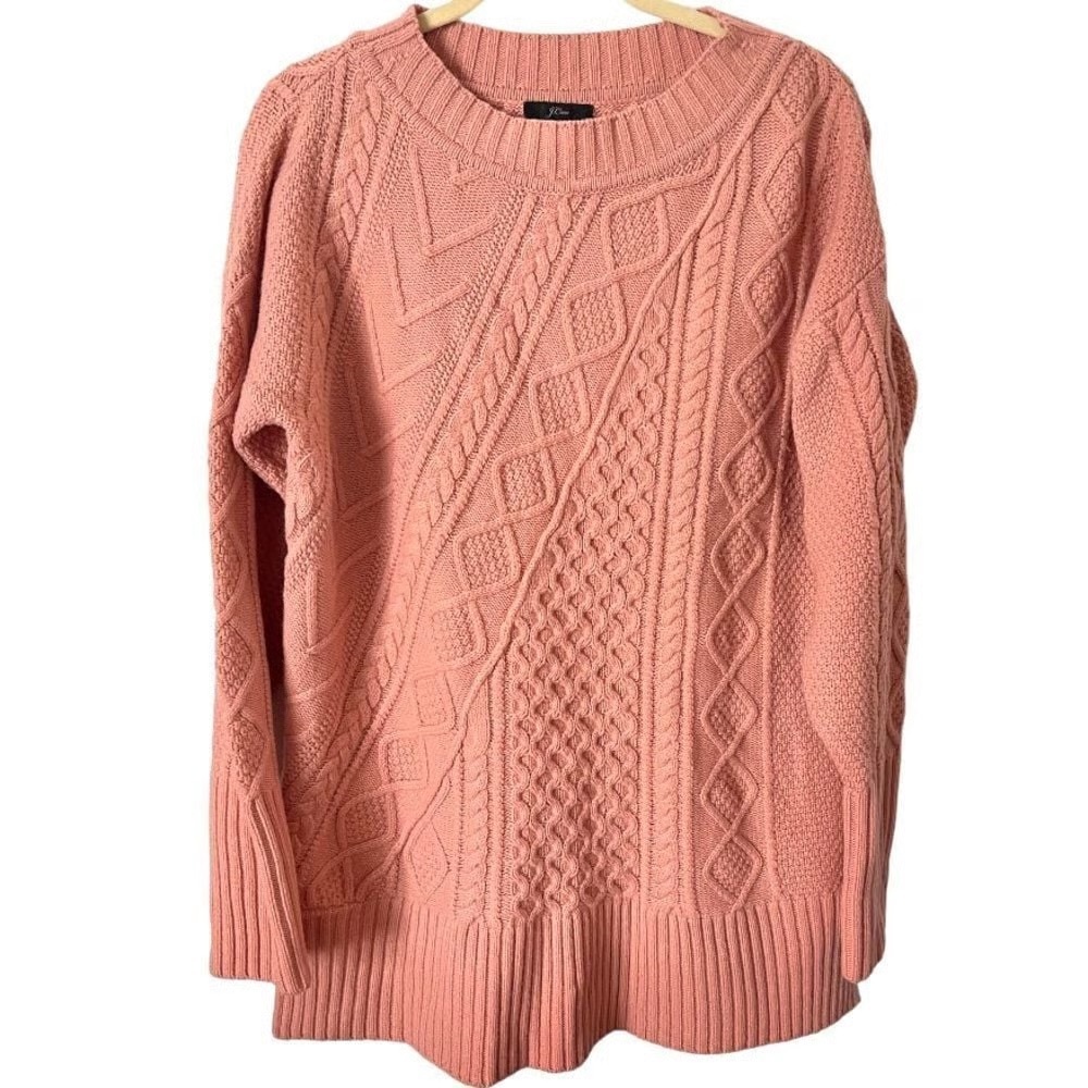 J. Crew Women's Cable Knit wool blend Sweater blush  Pink size‎ M